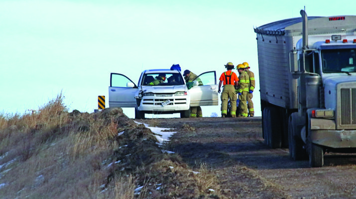 Semi, Car Collide on Overpass, Alliance, Alliance Nebraska, Alliance Times-Herald